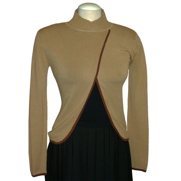 NWT Women’s Lightweight Mock Neck Long Sleeve Yellow Knit Cardigan Sweater XS S - Picture 7 of 7